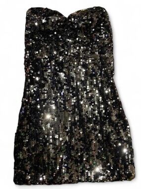 As U Wish Strapless Black Sequin Dress